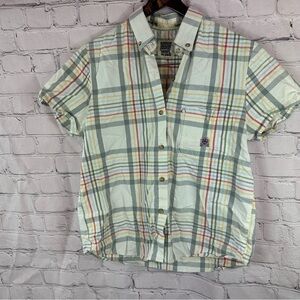 Panhandle Slim rough stock plaid western Button Down Shirt 100% cotton medium